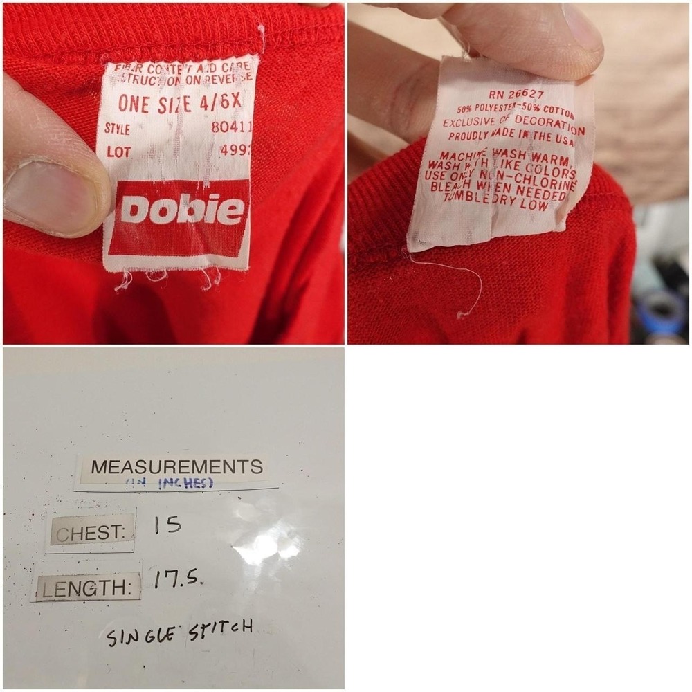 Vintage Dick Tracy Breathless T-Shirt Kids One Size 4/6X Red Graphic‎ USA Dobie - Picture 8 of 8